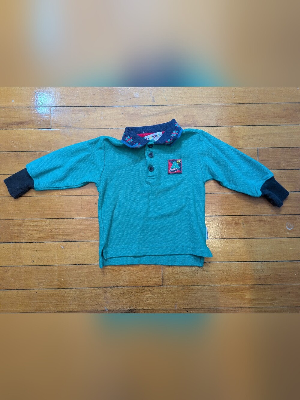 Vintage Rainbow Tag Gymboree Polo Collar Shirt Boat Colorblock Boys XS 90s 80s